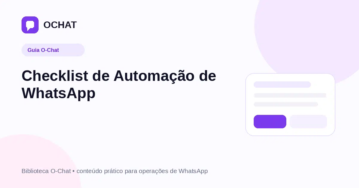Checklist de Automação de WhatsApp