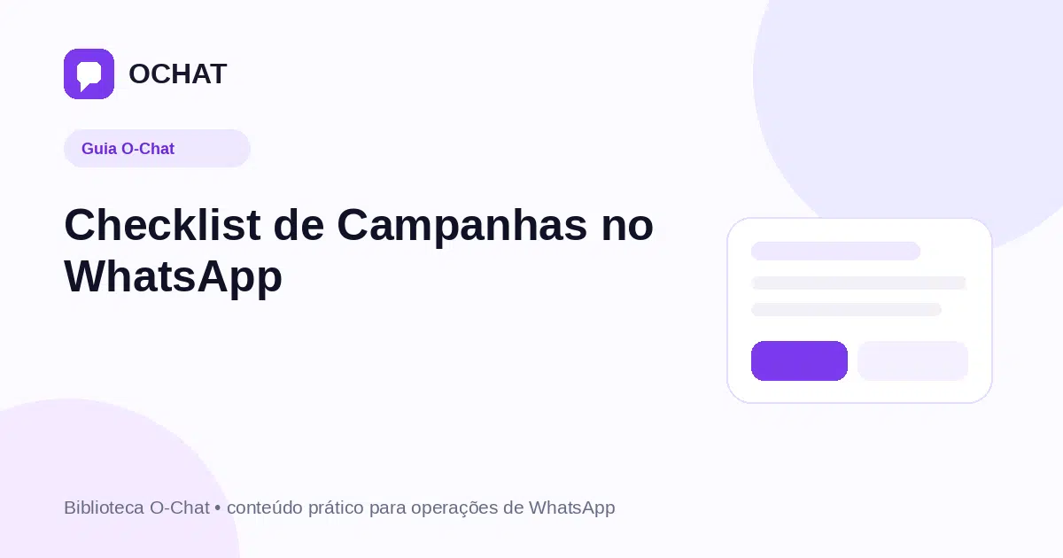Checklist de Campanhas no WhatsApp