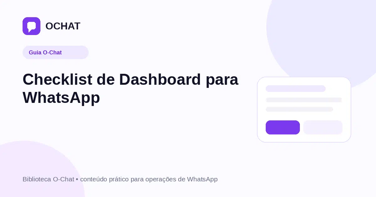 Checklist de Dashboard para WhatsApp