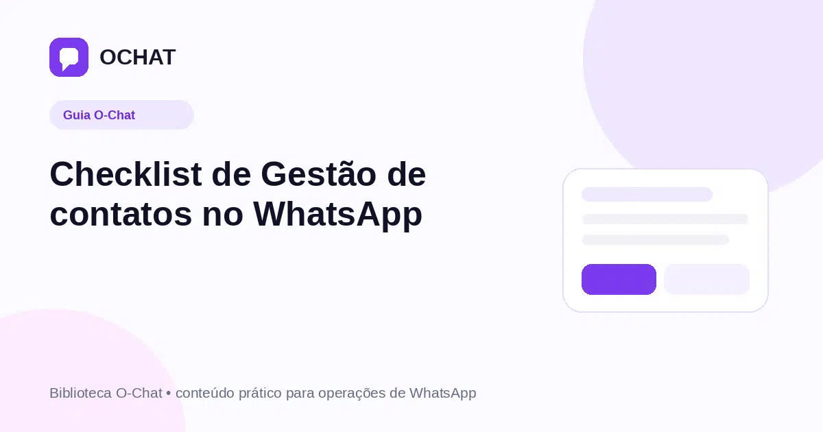 Checklist de Gestão de contatos no WhatsApp
