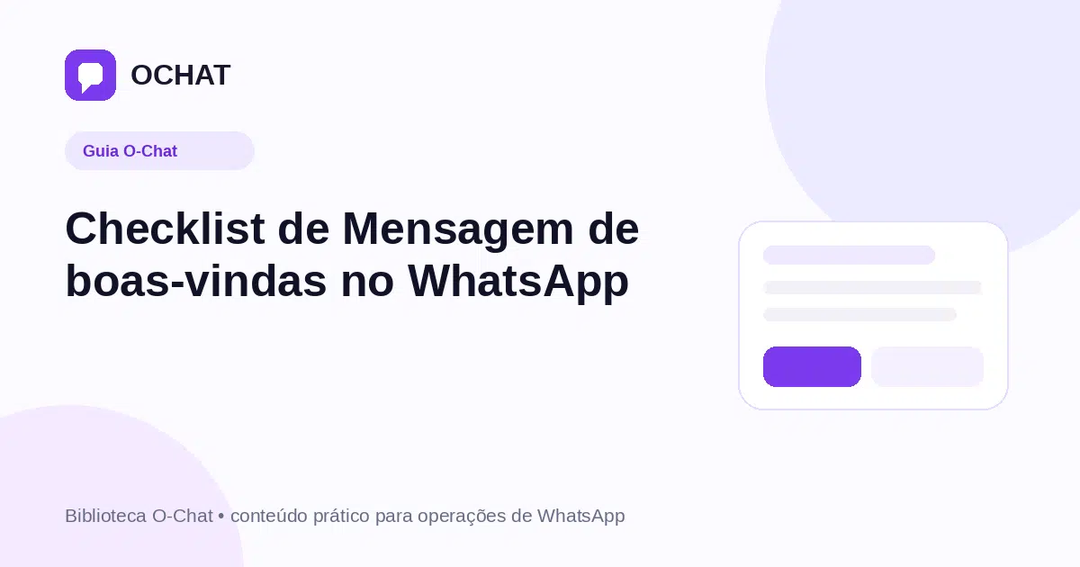 Checklist de Mensagem de boas-vindas no WhatsApp