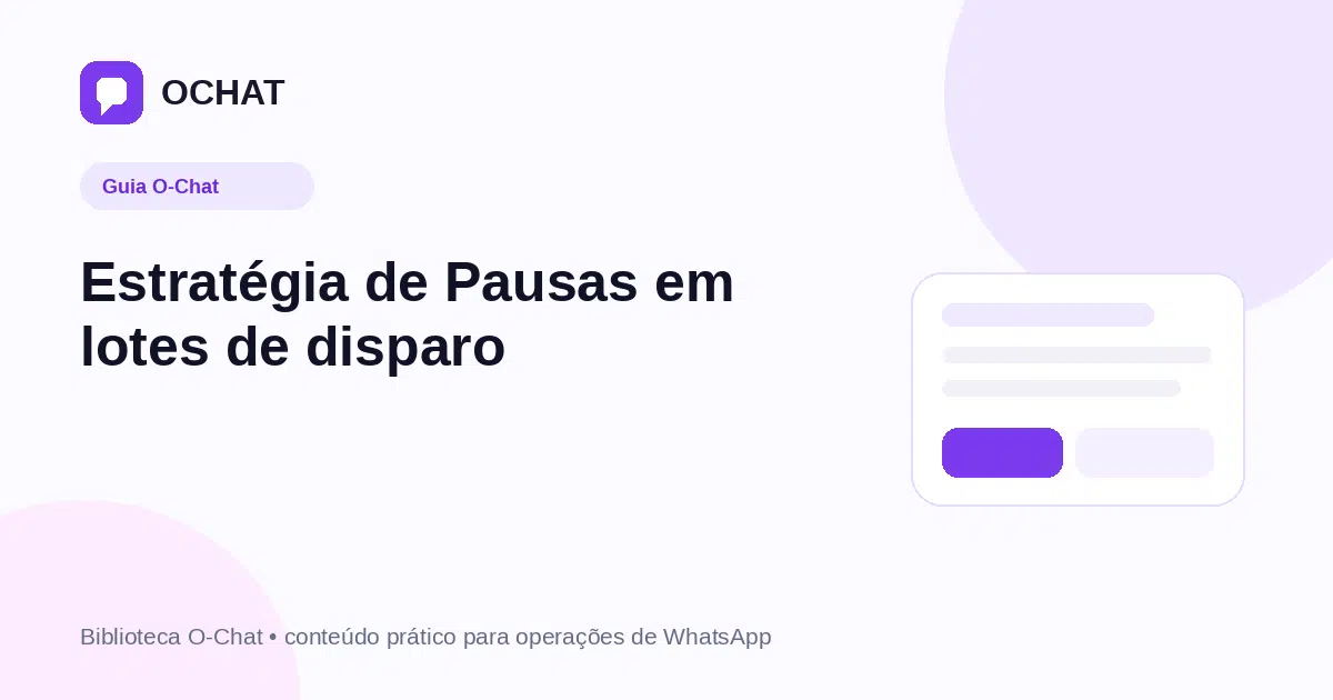 Estratégia de Pausas em lotes de disparo