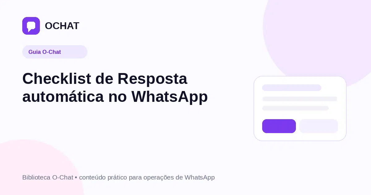 Checklist de Resposta automática no WhatsApp