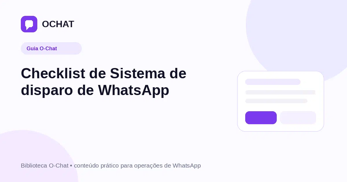 Checklist de Sistema de disparo de WhatsApp